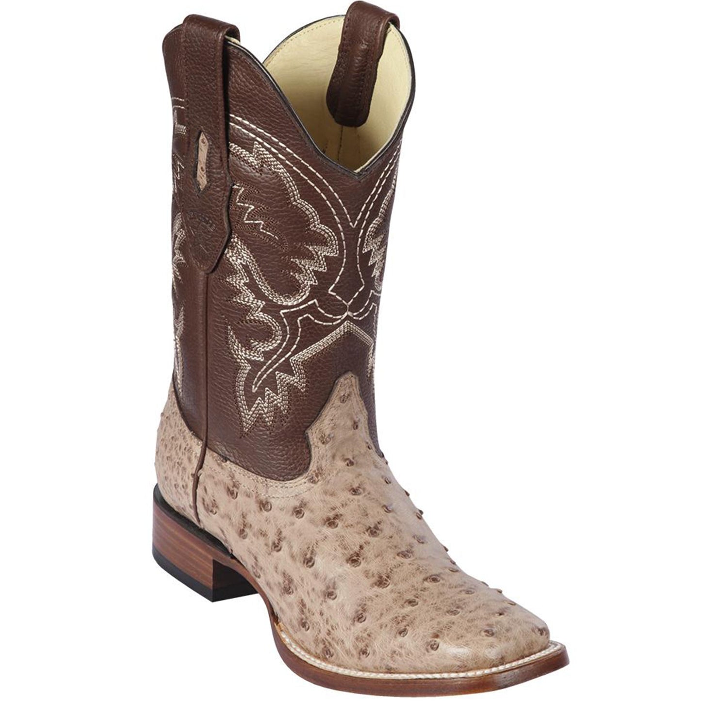  Moka Ostrich Square Toe Boots