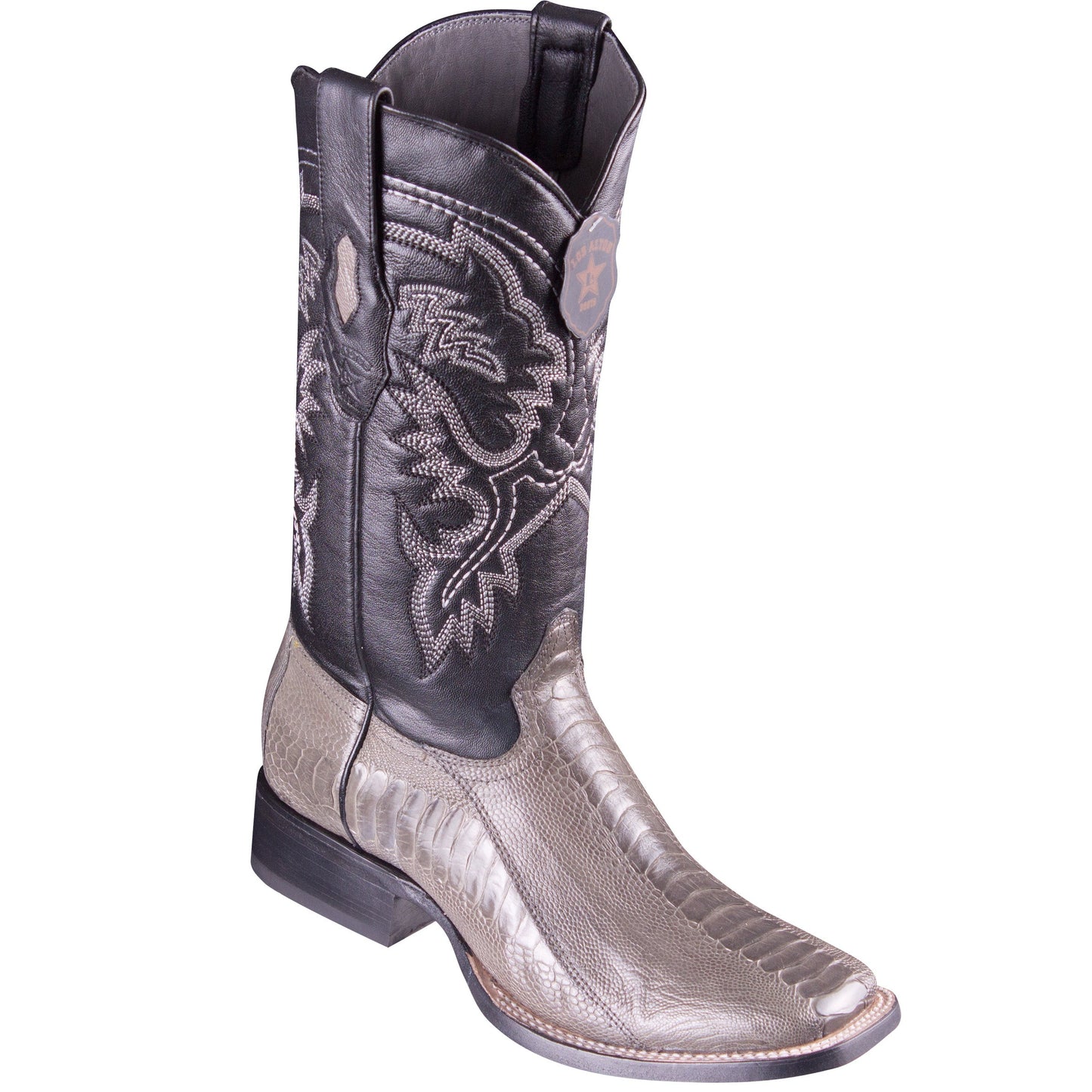  Ostrich Leg Grey Square Toe Cowboy Boots