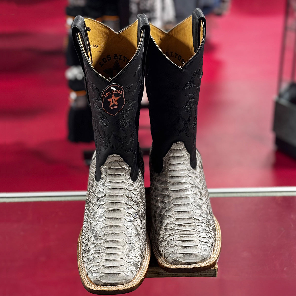  Natural Python Square Toe Boots