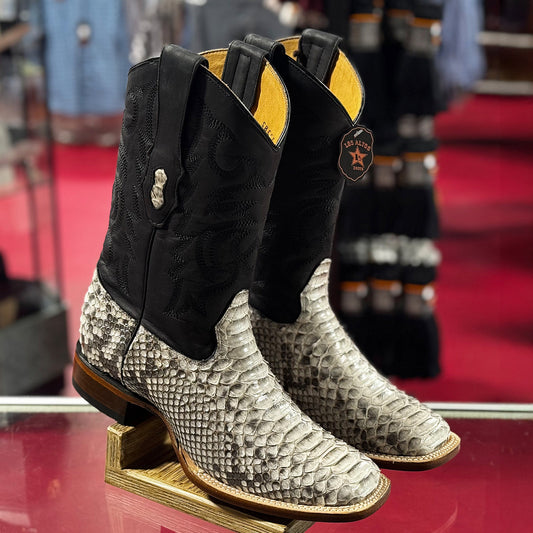  Natural Python Square Toe Boots