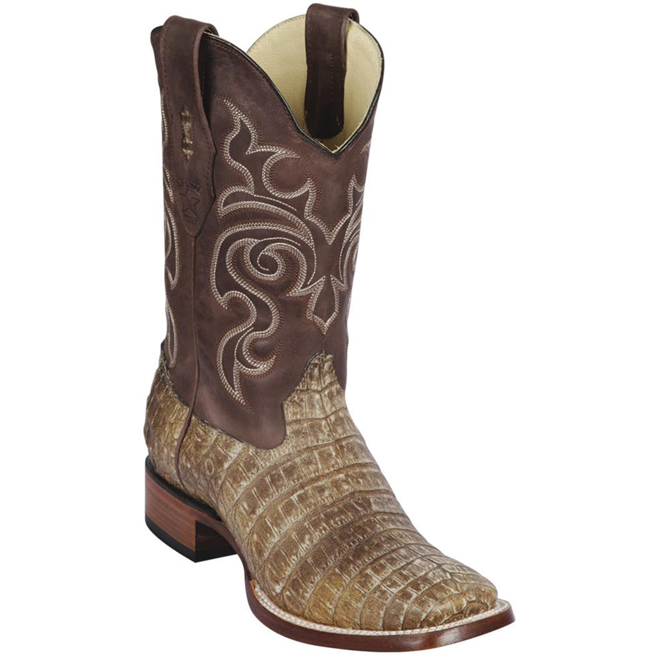  Sahara Stone Caiman Square Toe Boots
