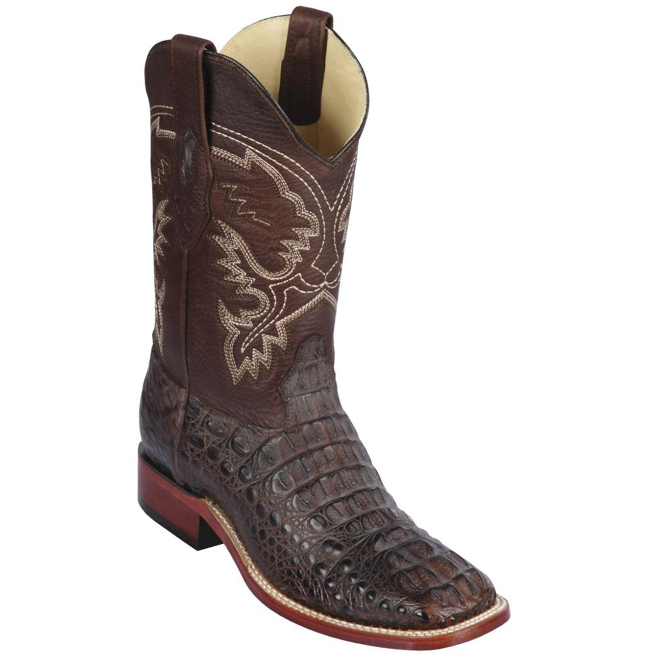  Brown Greasy Finish Hornback Caiman Square Toe Boots