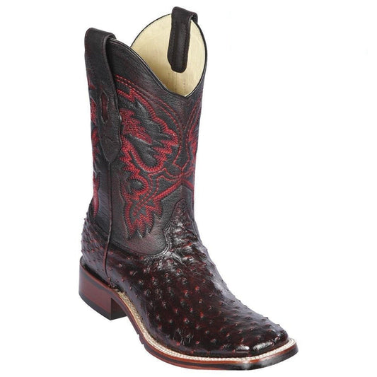  Black Cherry Ostrich Square Toe Western Boots