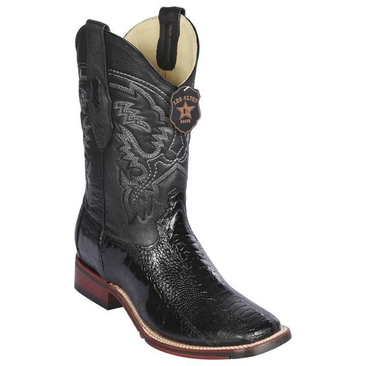 Ostrich Leg Square Toe Cowboy Boots