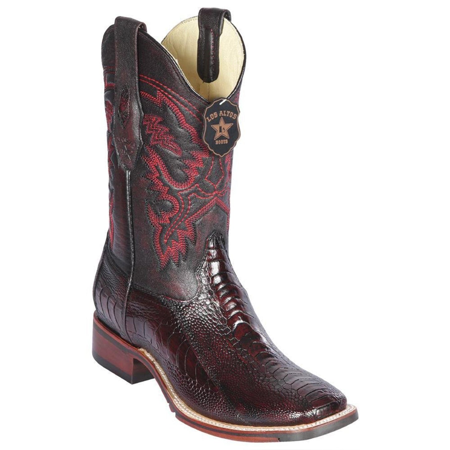  Ostrich Leg Square Toe Cowboy Boots