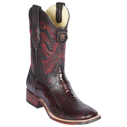  Ostrich Leg Square Toe Cowboy Boots