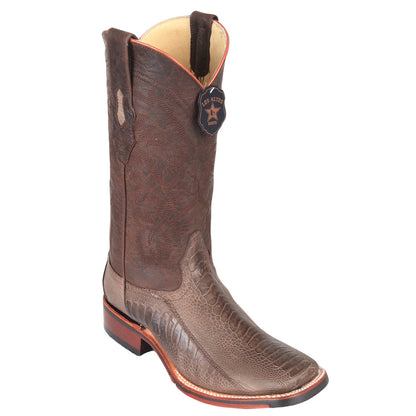  Grasso Brown Ostrich Leg Square Toe Cowboy Boots