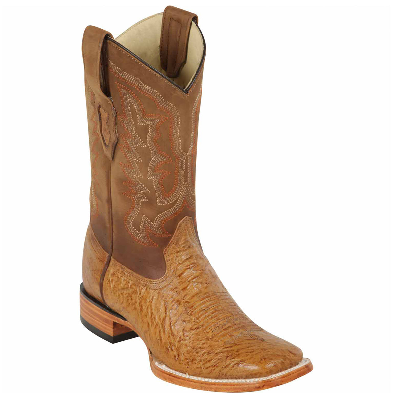  Amber Smooth Ostrich Square Toe Boots