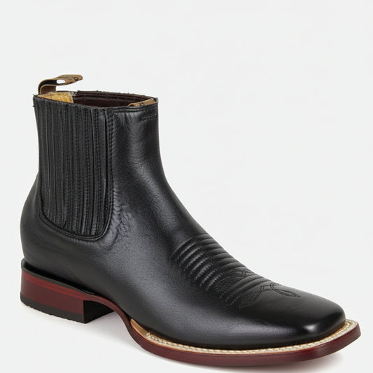  Black Square Toe Chelsea Boots