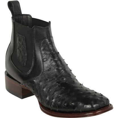  Mens Short Black Ostrich Boots