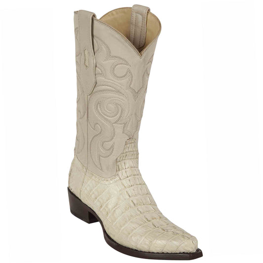  Snip Toe Crocodile Boots Winter-White