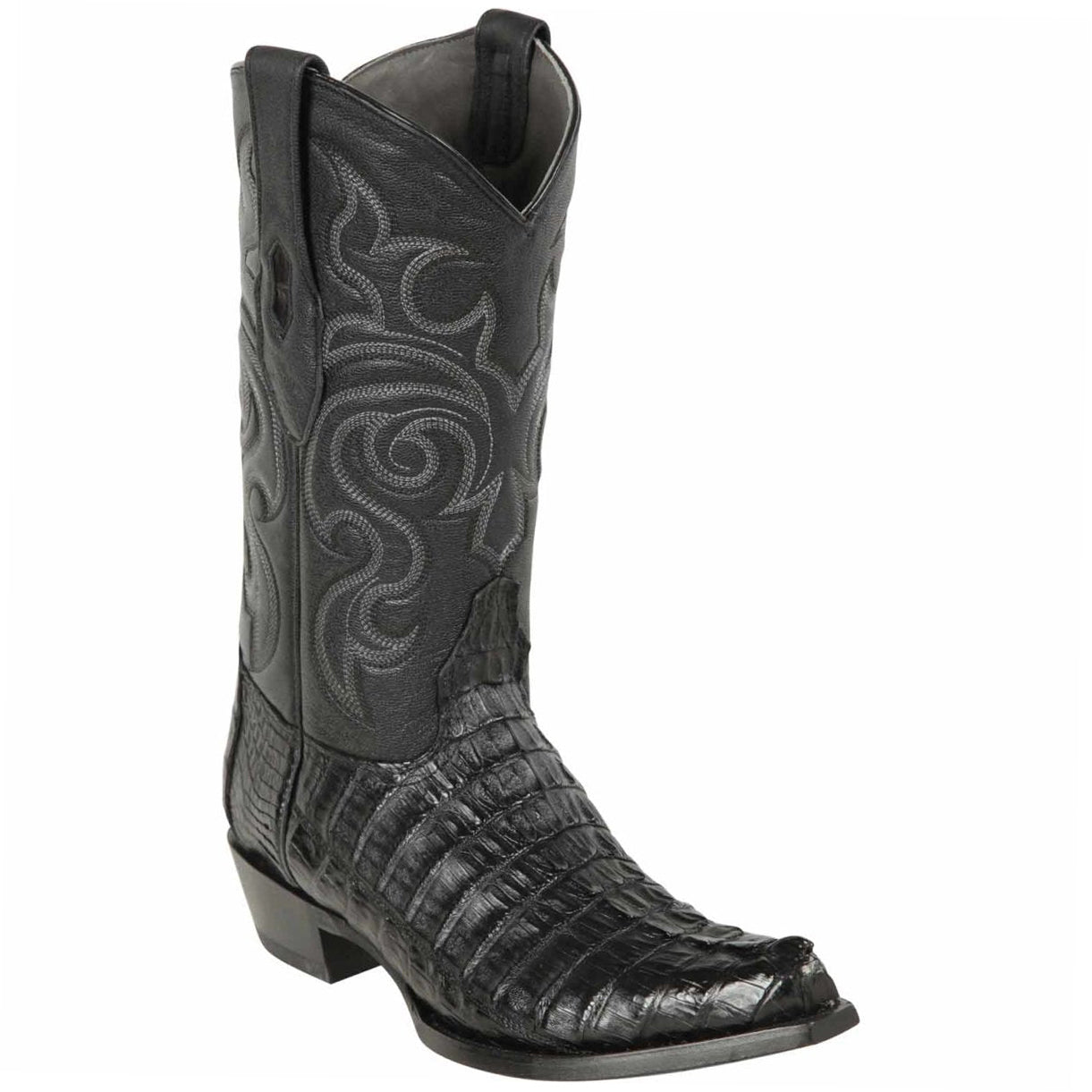  Black Caiman Tail Snip Toe Cowboy Boot