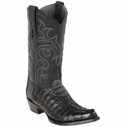  Black Caiman Tail Snip Toe Cowboy Boot