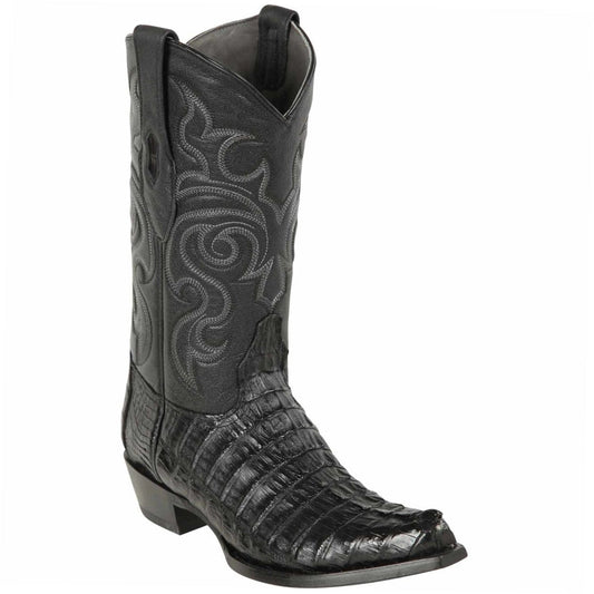  Black Caiman Tail Snip Toe Cowboy Boot