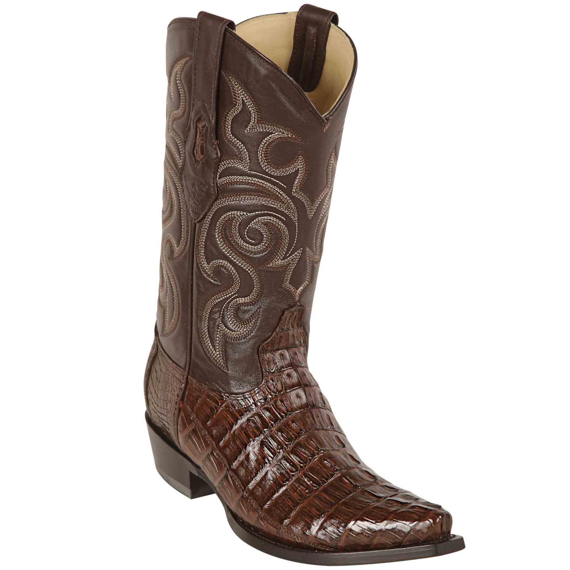  Men's Brown Caiman Tail Cowboy Boots