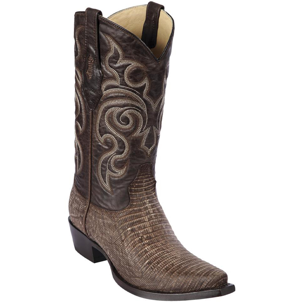  Lizard Sanded Brown Snip Toe Boots