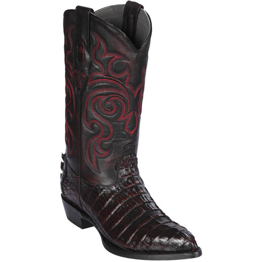  Caiman Tail Boots J-toe Black Cherry