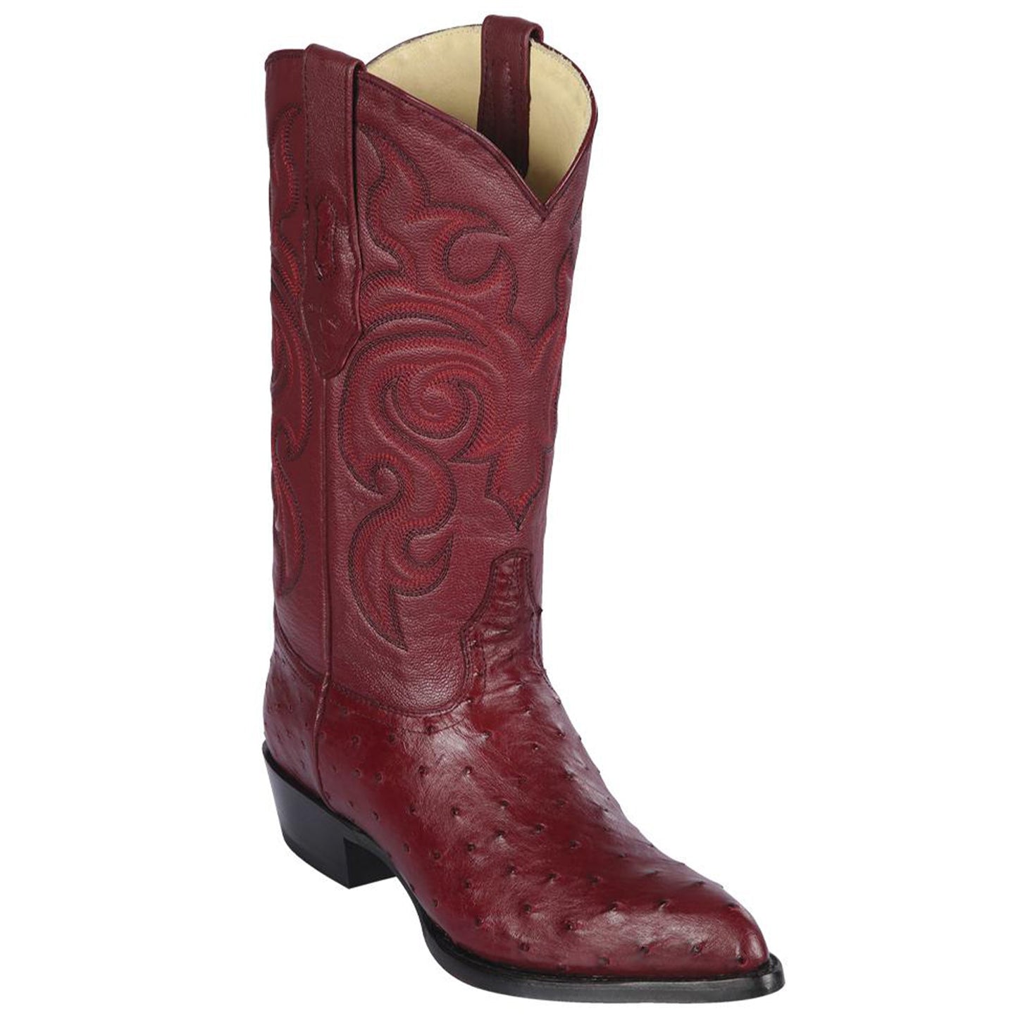  Burgundy Ostrich Cowboy Boots J-Toe