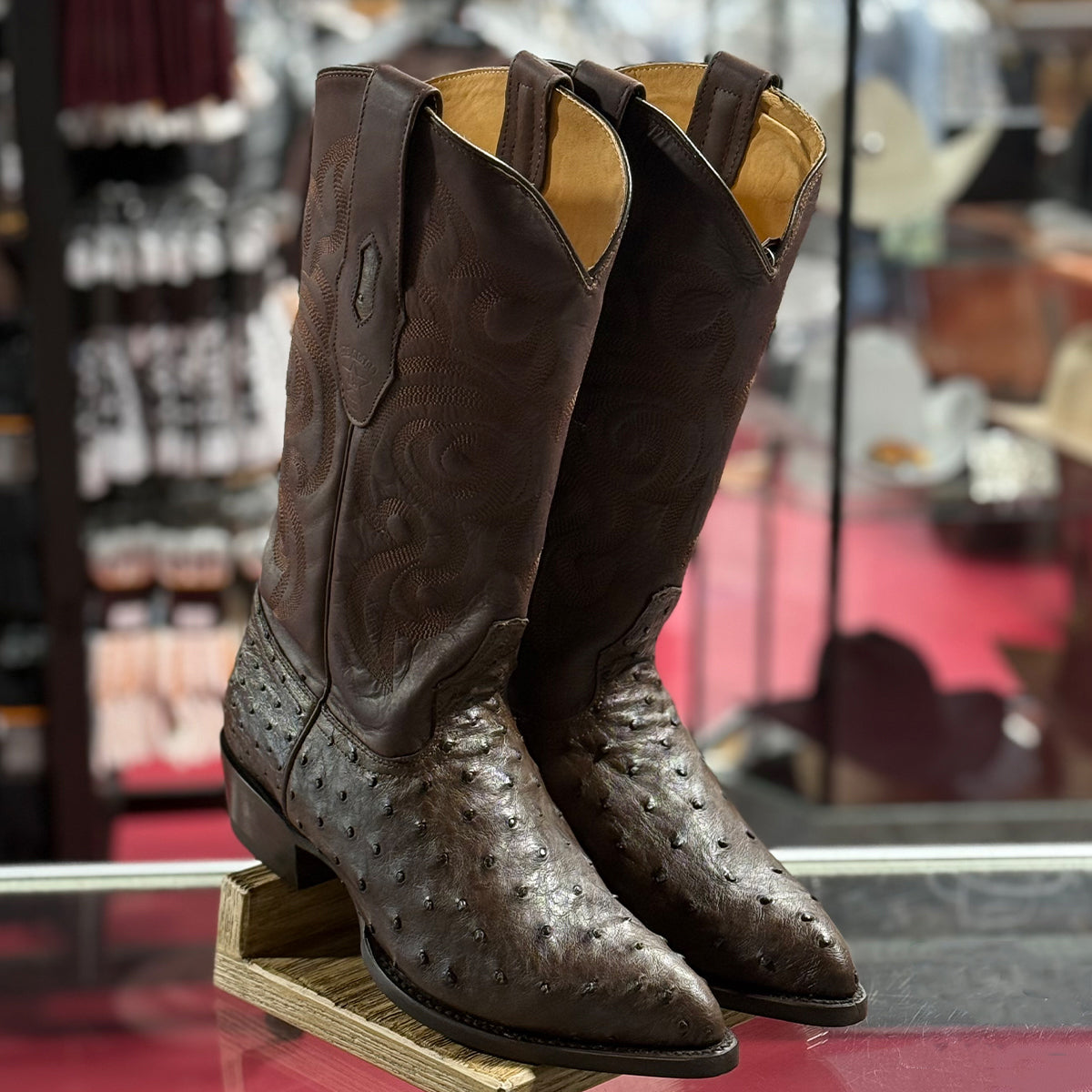  Brown Ostrich Cowboy Boot J-Toe