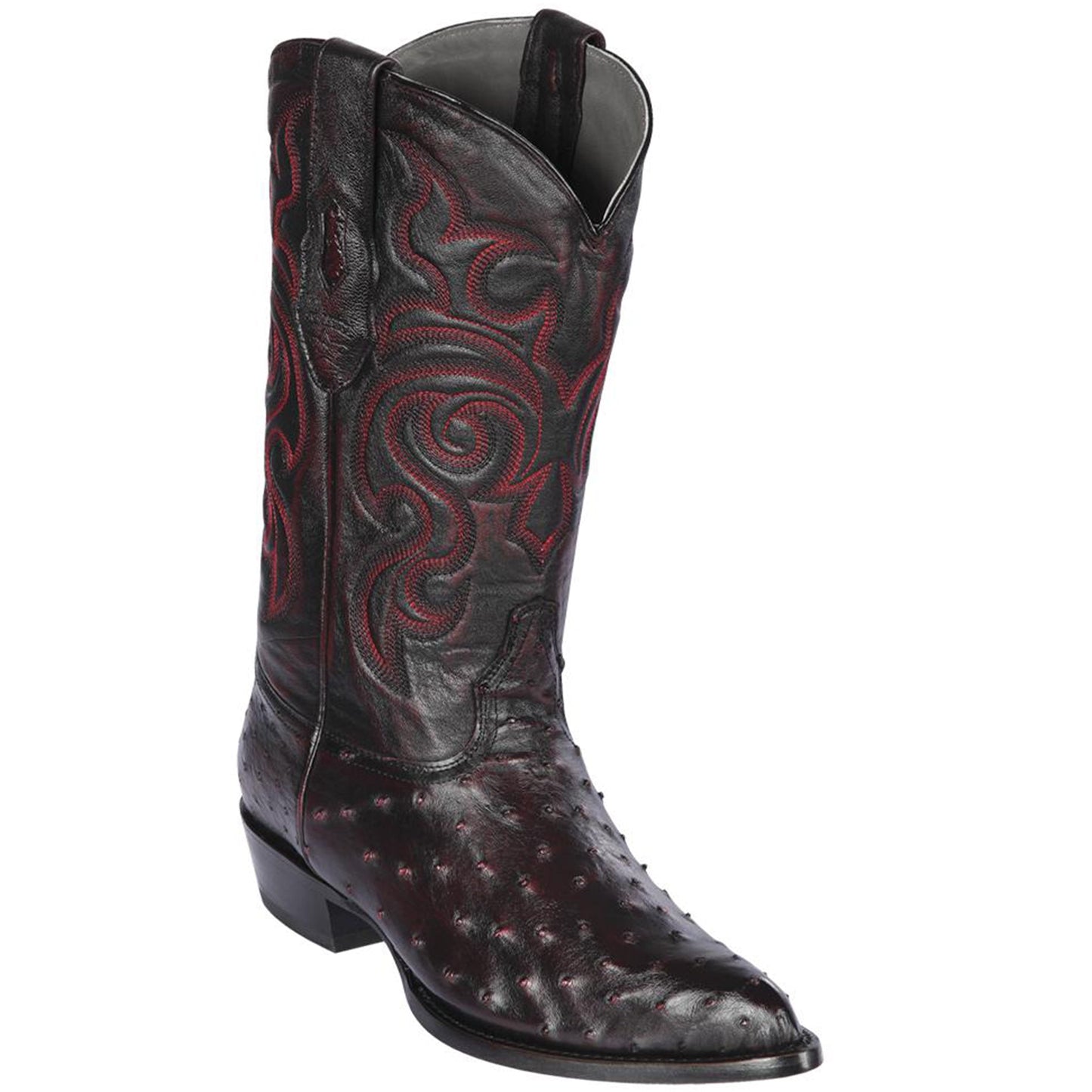  Black Cherry Ostrich Boots J-Toe