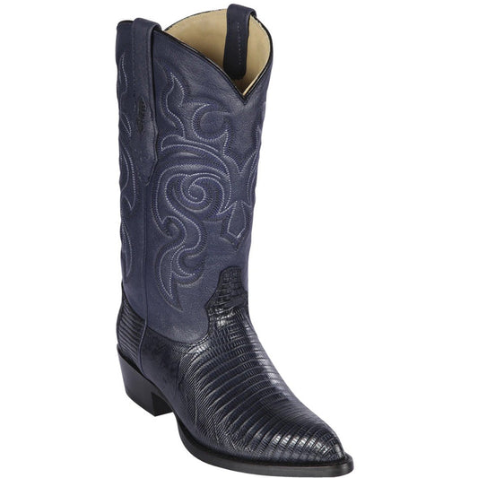  Lizard Cowboy Boots J-Toe Navy Blue