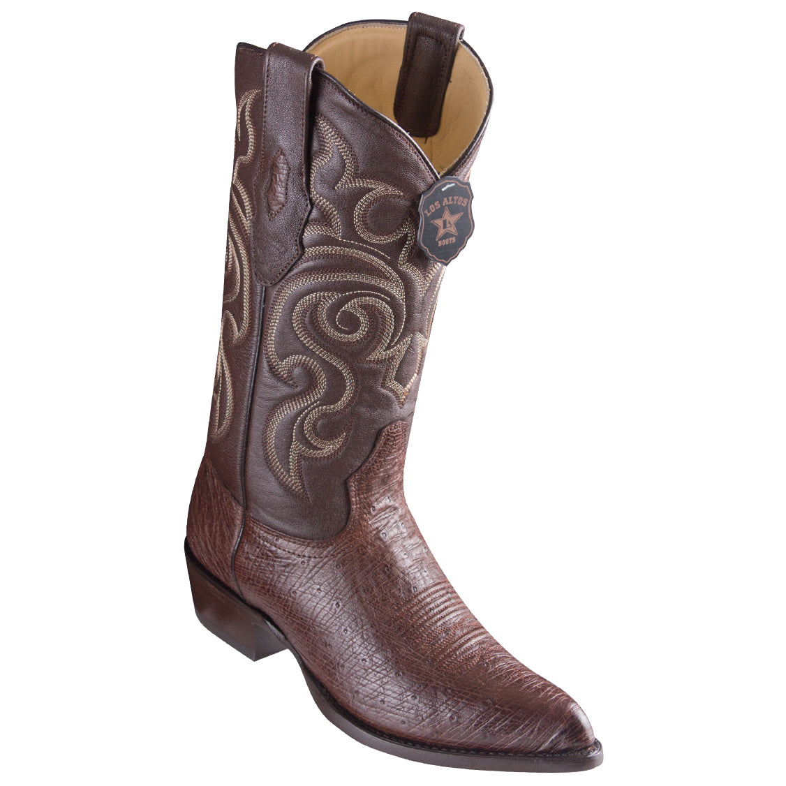  Smooth Ostrich Brown Cowboy Boots J-Toe