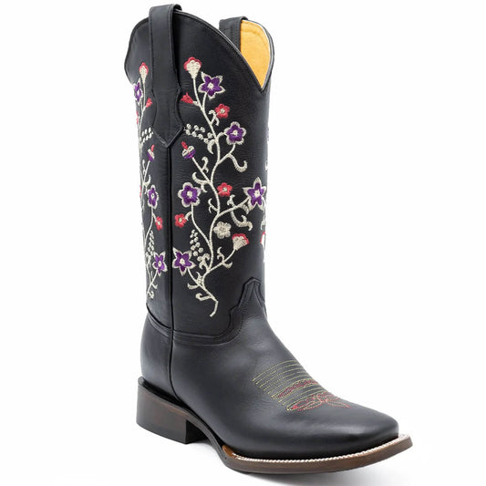  Violeta Black Square Toe Boots