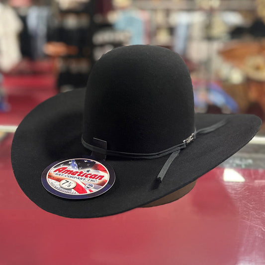  6x Black Open Crown Cowboy Hat