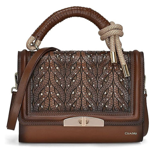  Brown Crystal Woven Bag