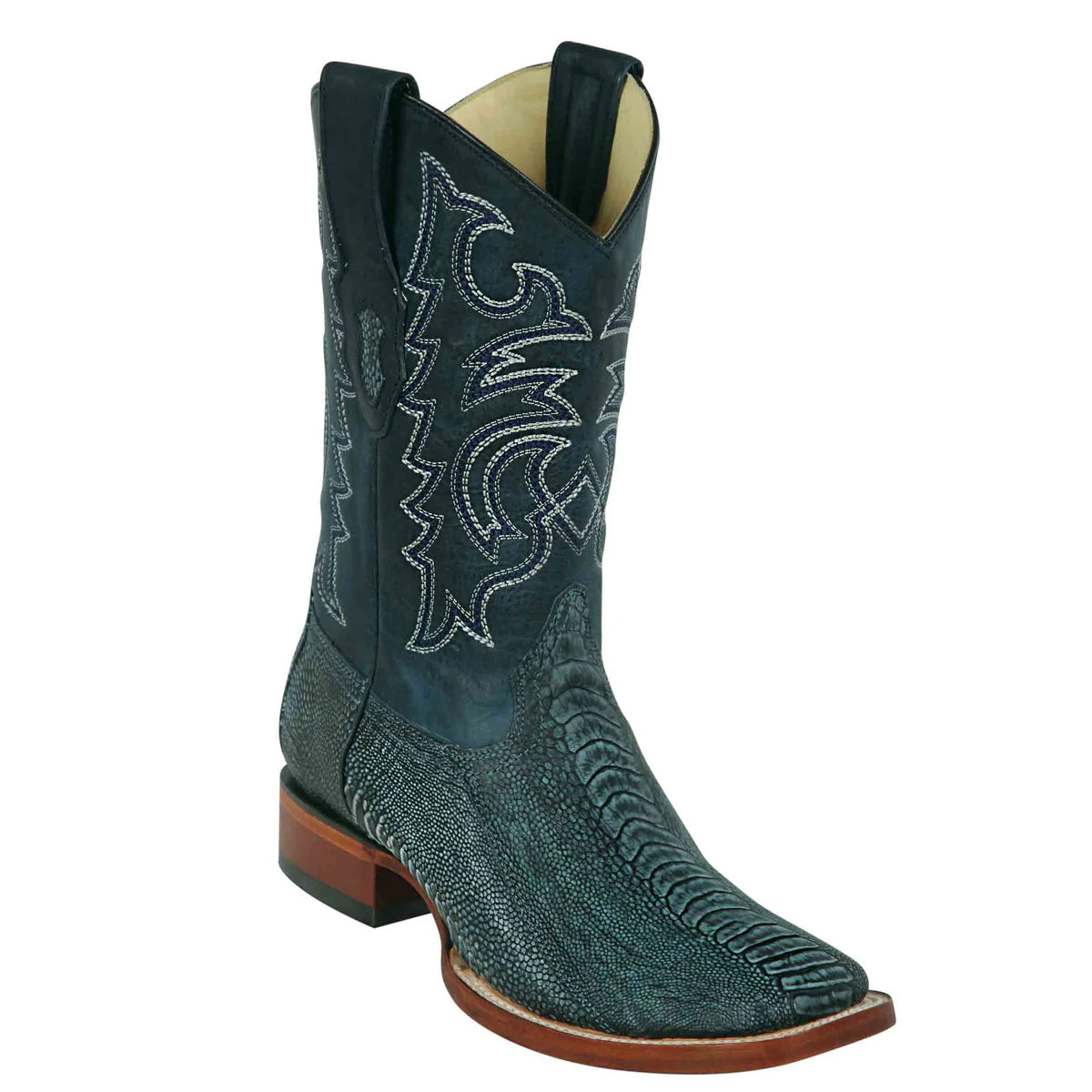  Rustic Blue Ostrich Leg Boots