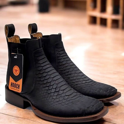  Black Python Print Short Cowboy Boots