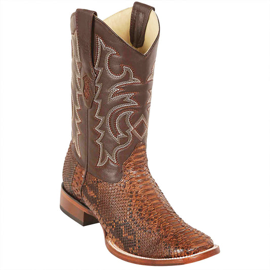  Brown Square Toe Western Boots Snakeskin
