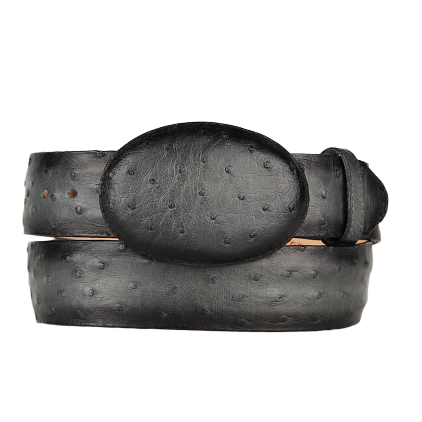  Burnished Grey Ostrich Belt
