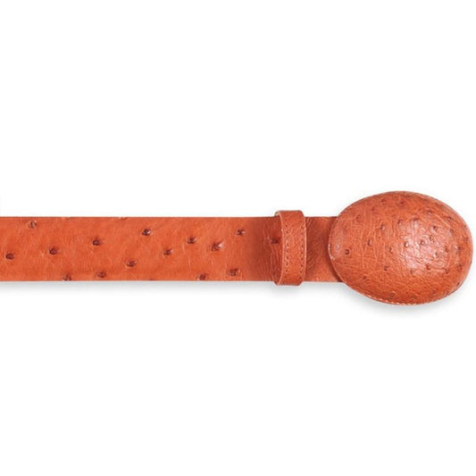  Men's Cognac Ostrich Cowboy Belt