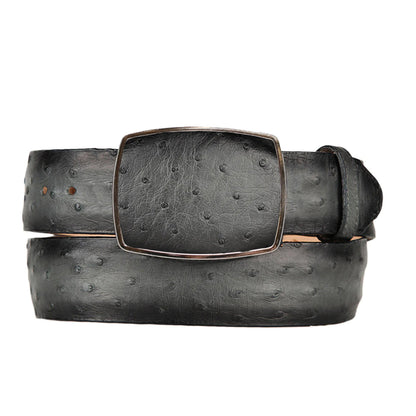  Burnished Grey Ostrich Belt