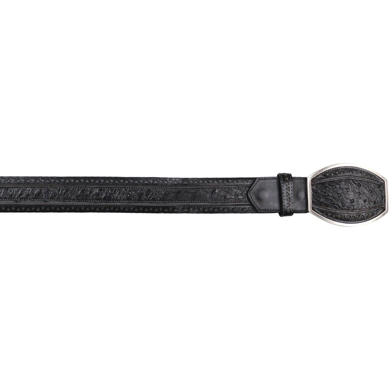  Casual Mens Black Ostrich Belt