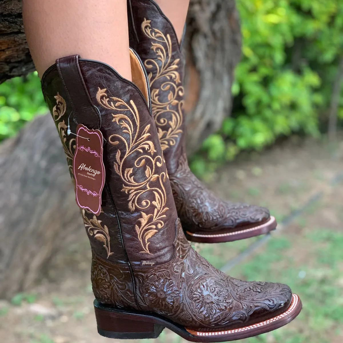  Tooled Print Cowgirl Boot