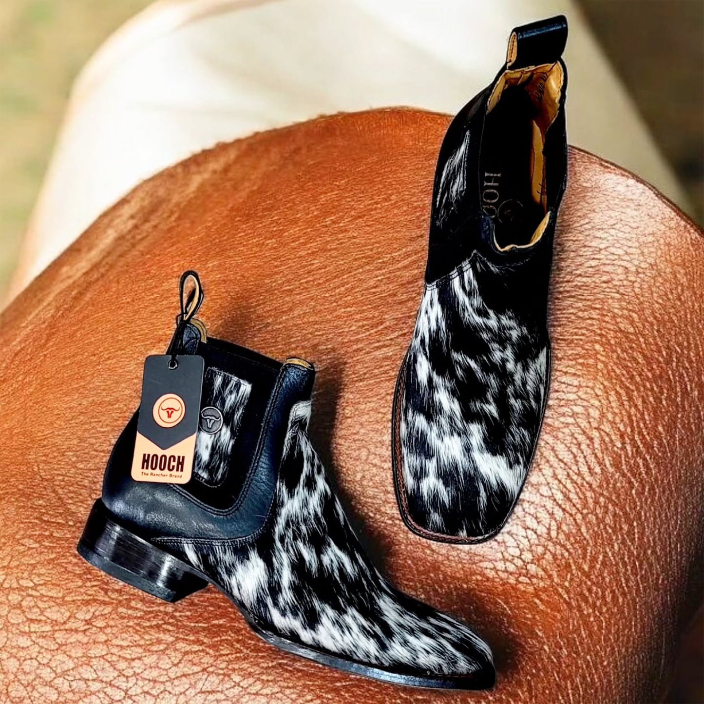  Cowhide Short Cowboy Boots