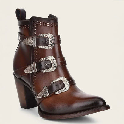  Women's Brown Strap Booties