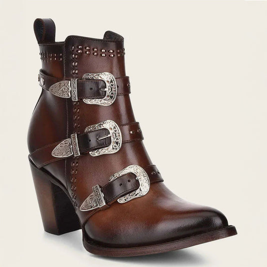  Women's Brown Strap Booties