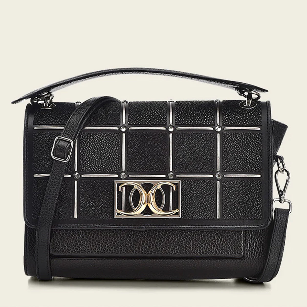  Handwoven Exotic Black Leather Bag