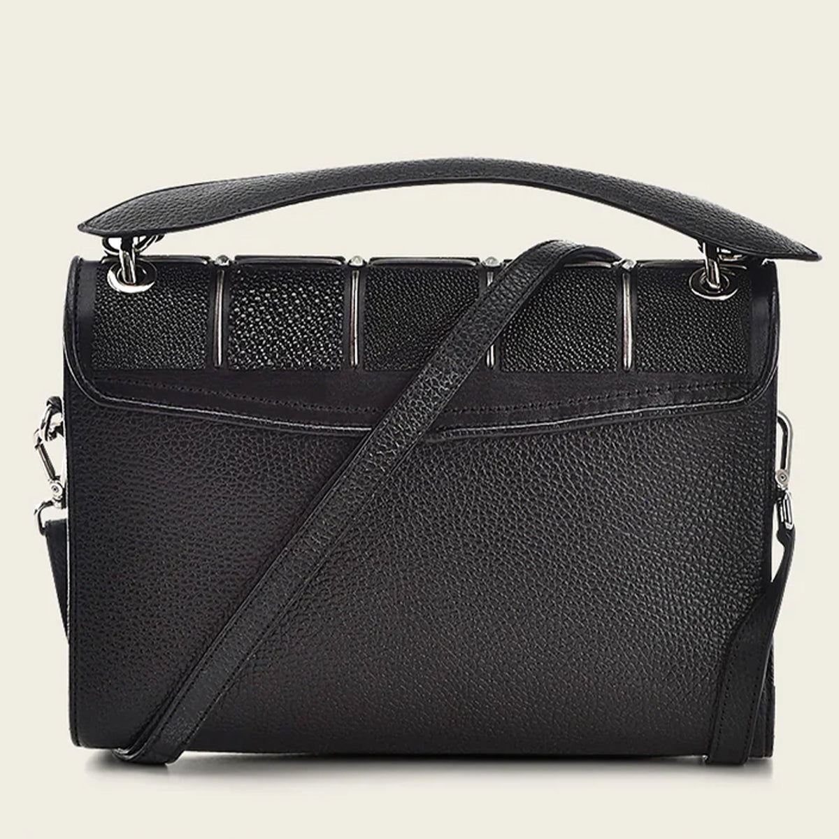  Handwoven Exotic Black Leather Bag