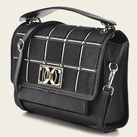  Handwoven Exotic Black Leather Bag