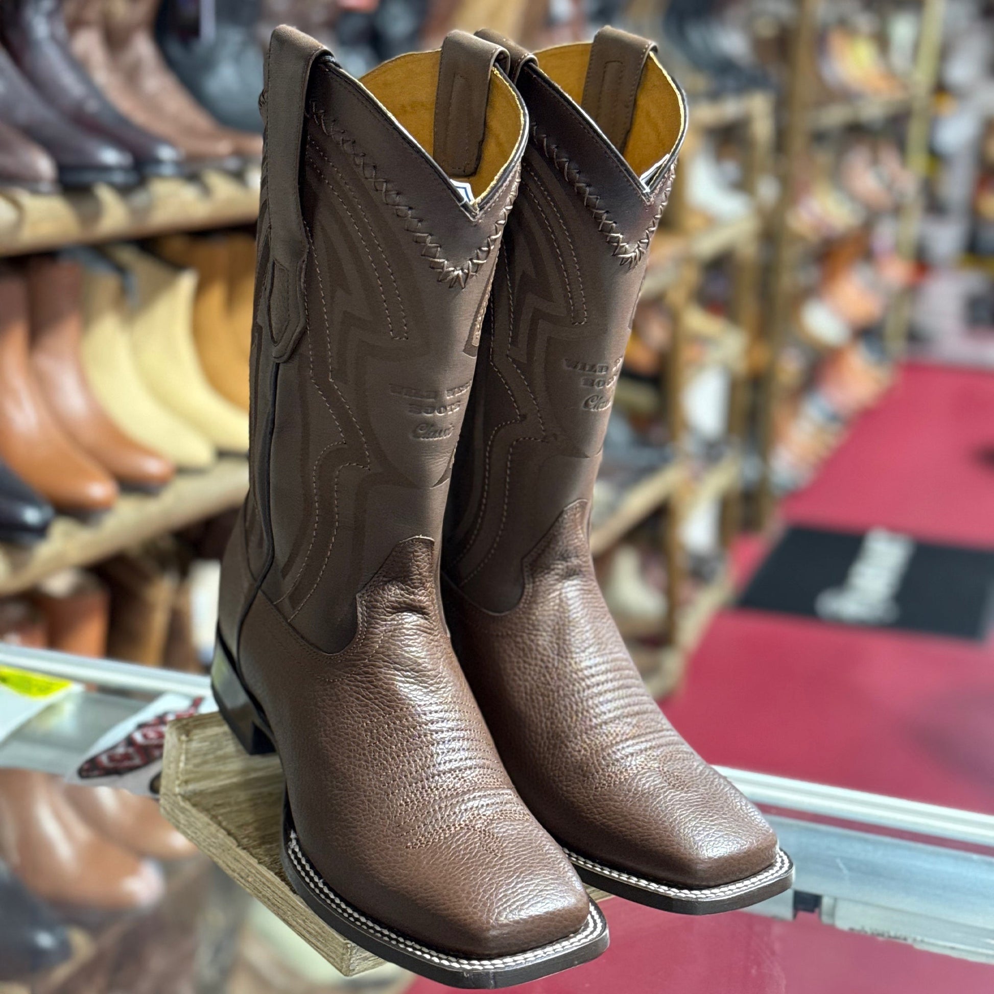  Grisly Brown Cowboy Boots Square Toe