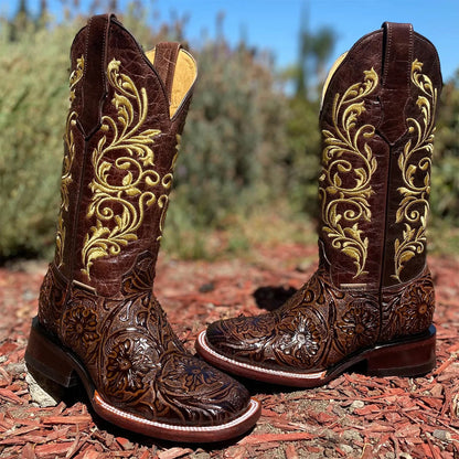  Tooled Print Cowgirl Boot