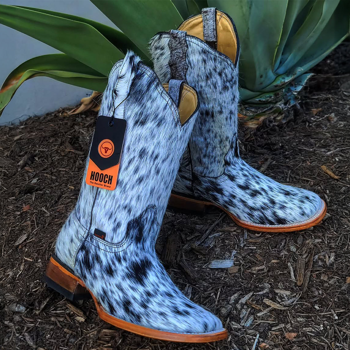  Hair-On Hide Square Toe Cowgirl Boots