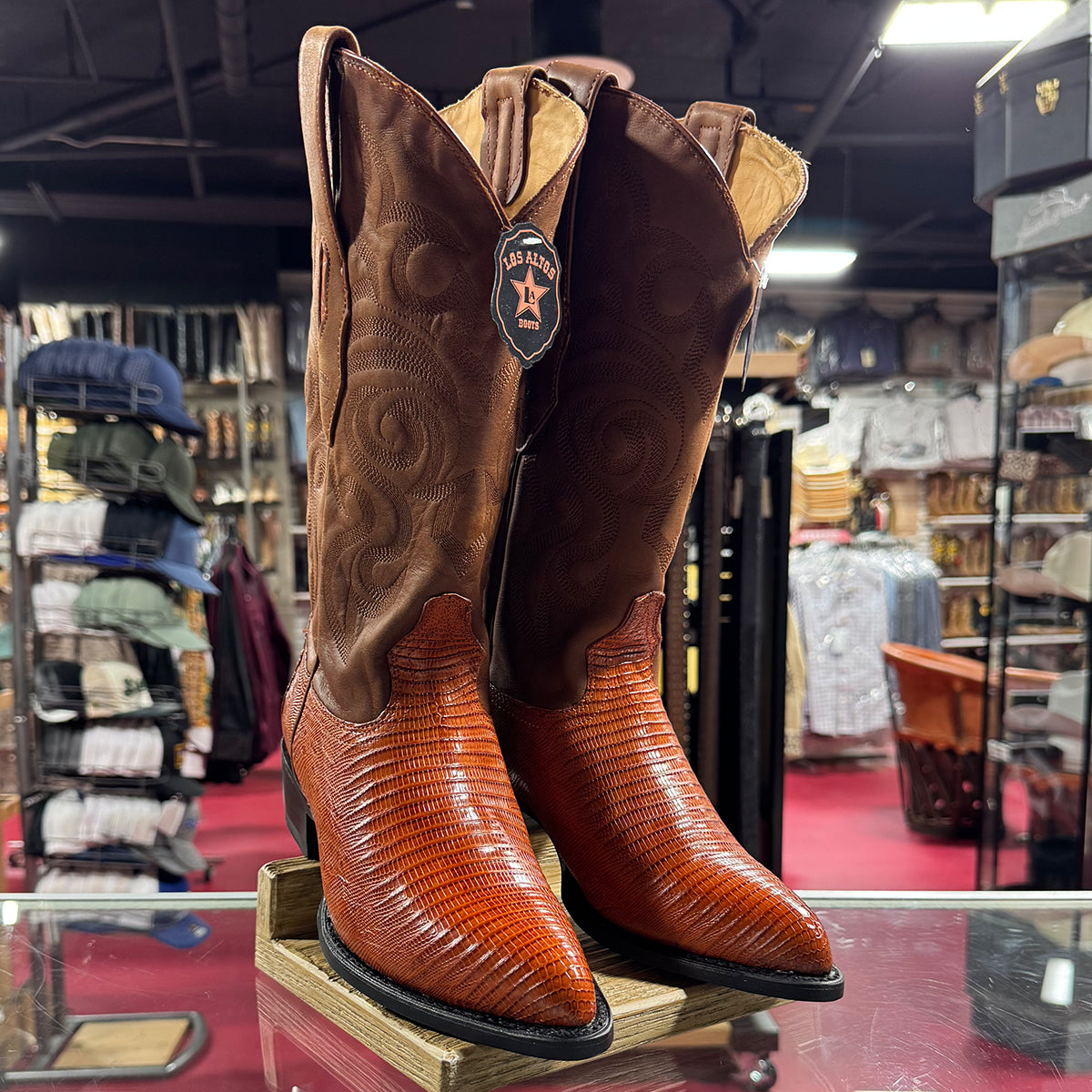  Lizard Cognac Cowboy Boots J-Toe