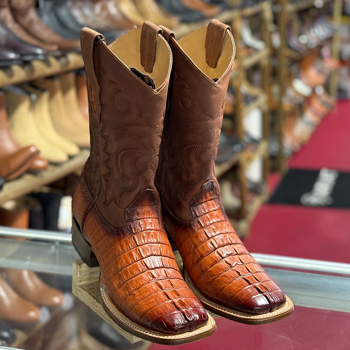  Caiman Tail Square Toe Boots