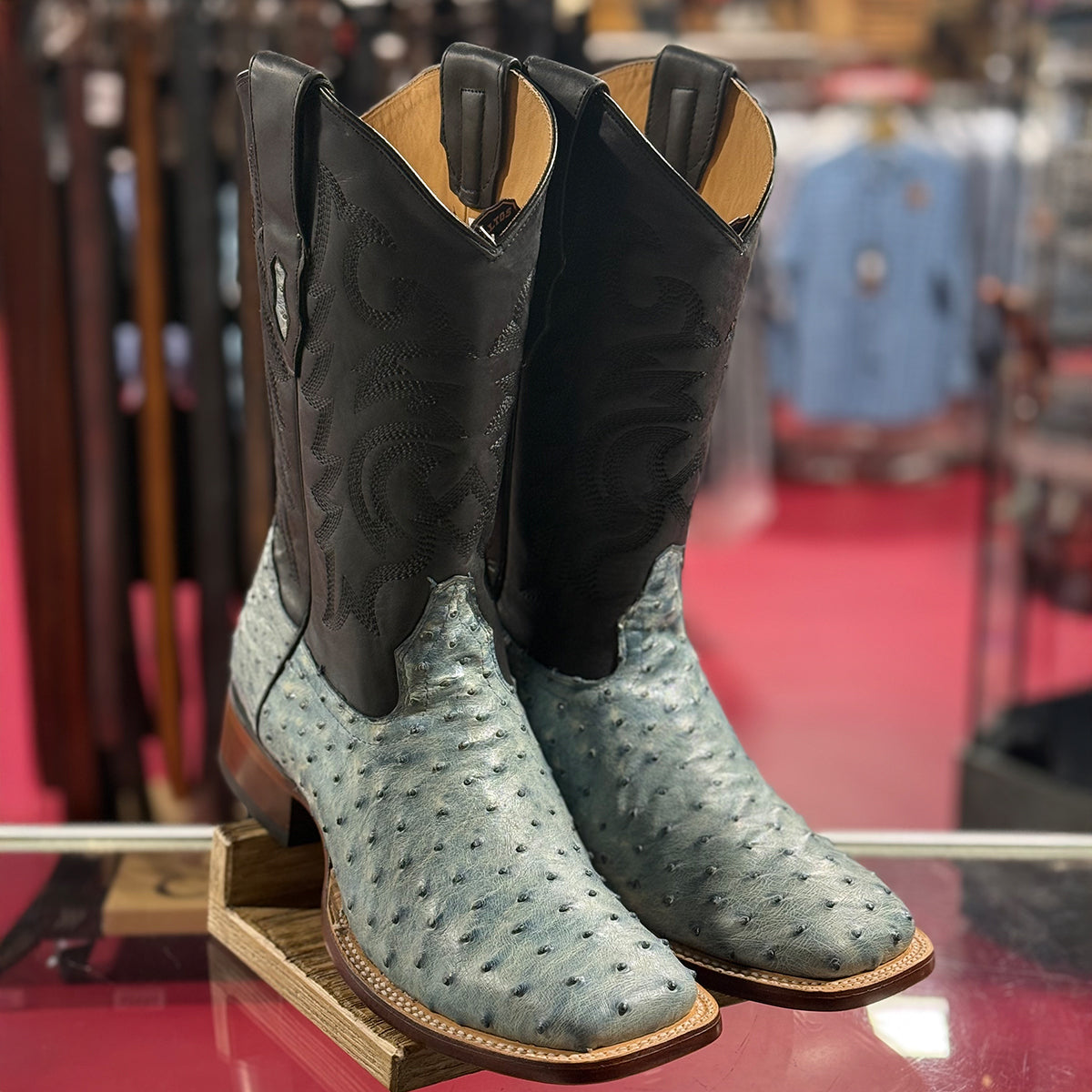  Mens Blue Ostrich Boots