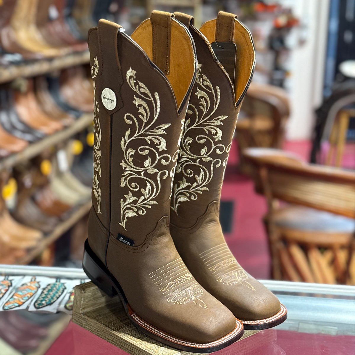 Melisa Brown Cowgirl Boots Square Toe